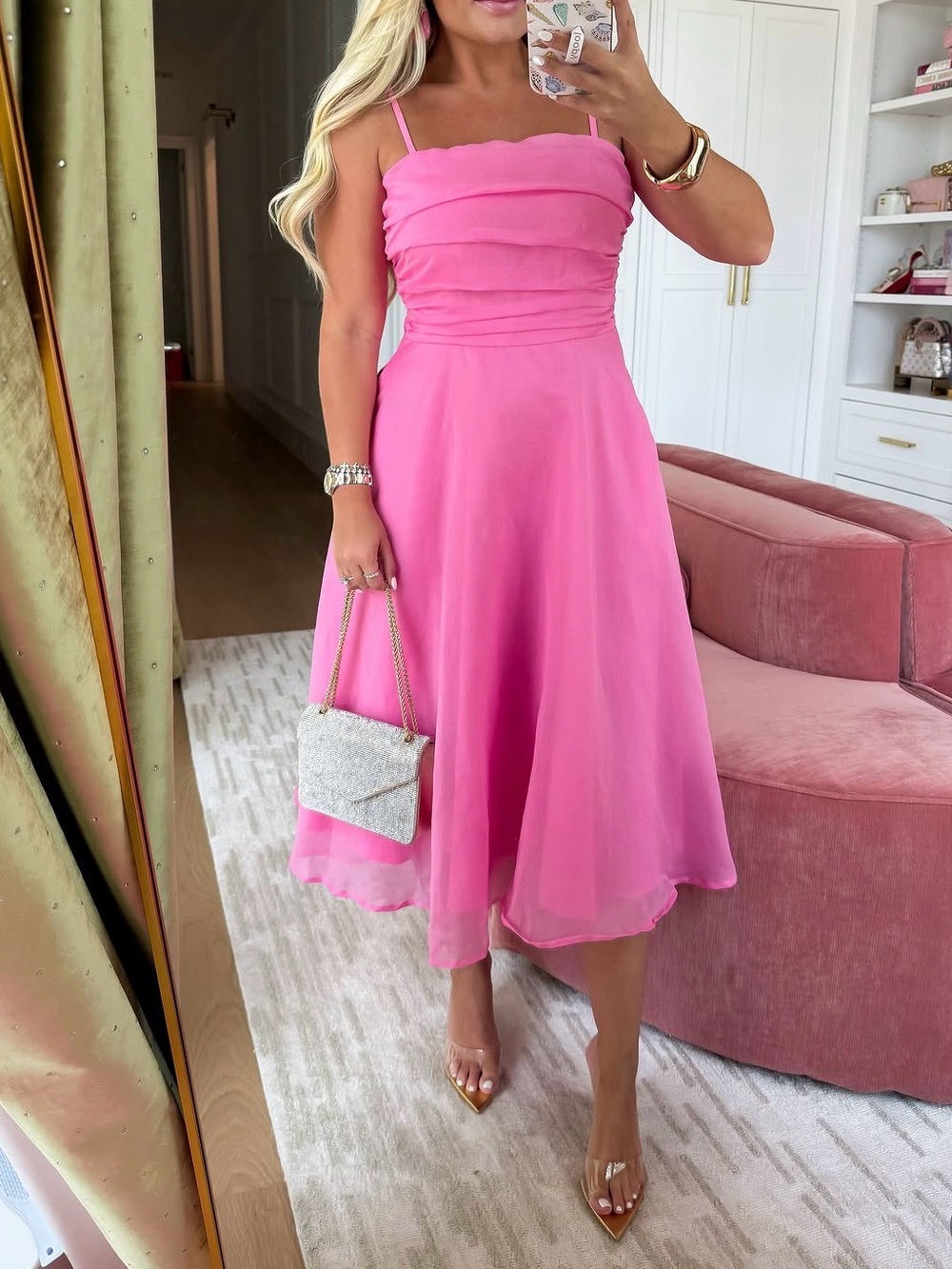 Hello Molly Pink Strapless A-Line Dress